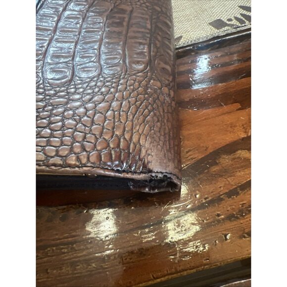 BRAHMIN | Tuscan Checkbook Clutch | Brown/Black Croc Texture Vintage Wallet - Picture 11 of 12